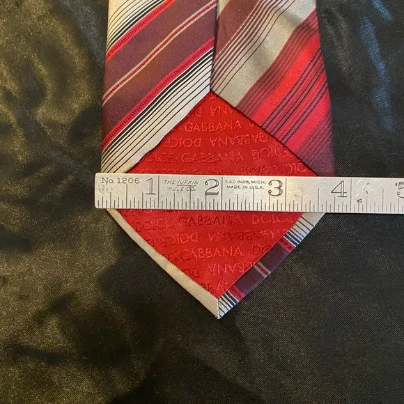 DOLCE & GABBANA Tie (Red/Striped, Silk) - Picture 4 of 4